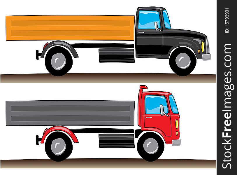 Red and black lorries,  illustration and design elements