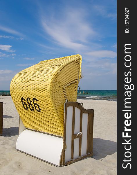 Beach chair on the beach of the baltic sea. Beach chair on the beach of the baltic sea