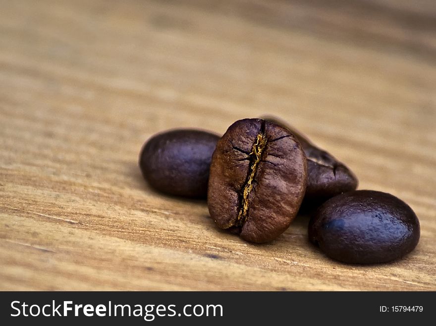Coffee bean in wood background
