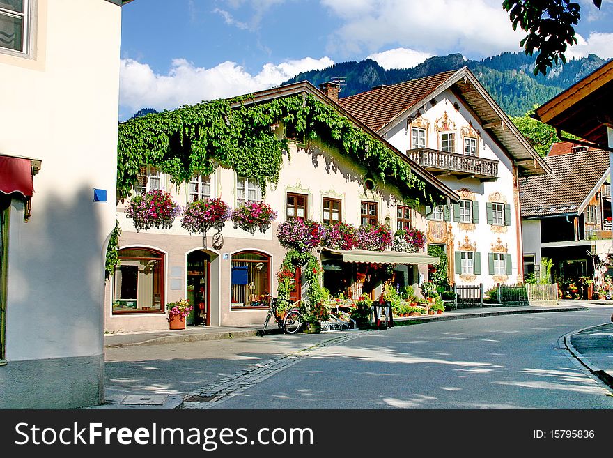 The street in mountain the village  of summer. The street in mountain the village  of summer