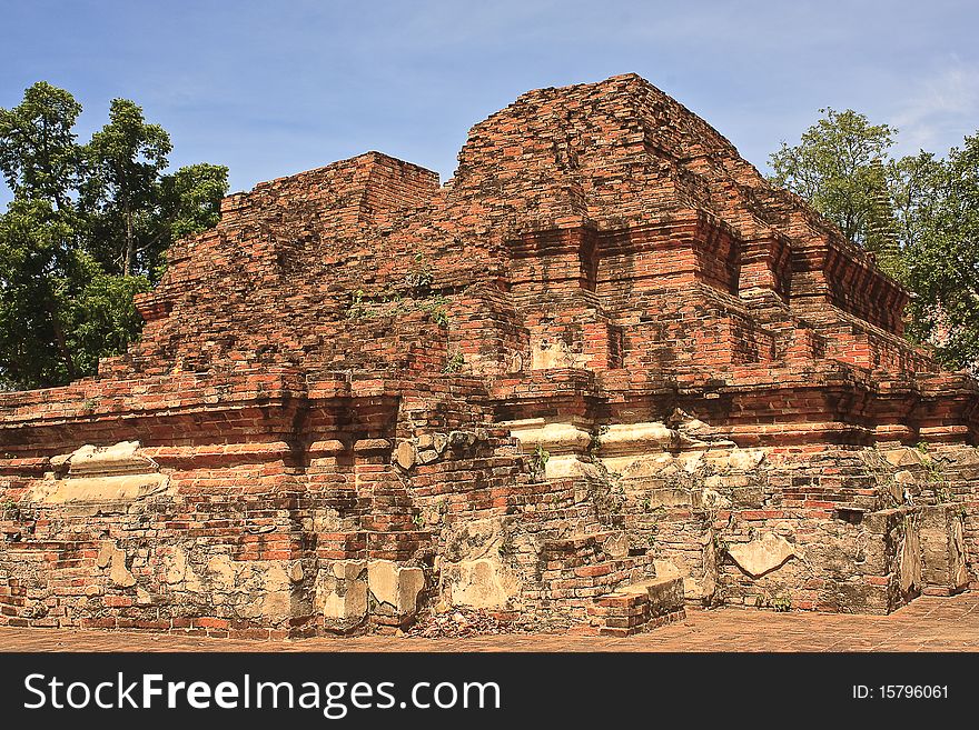 Pagoda In Ayuthaya Center Of Thialand