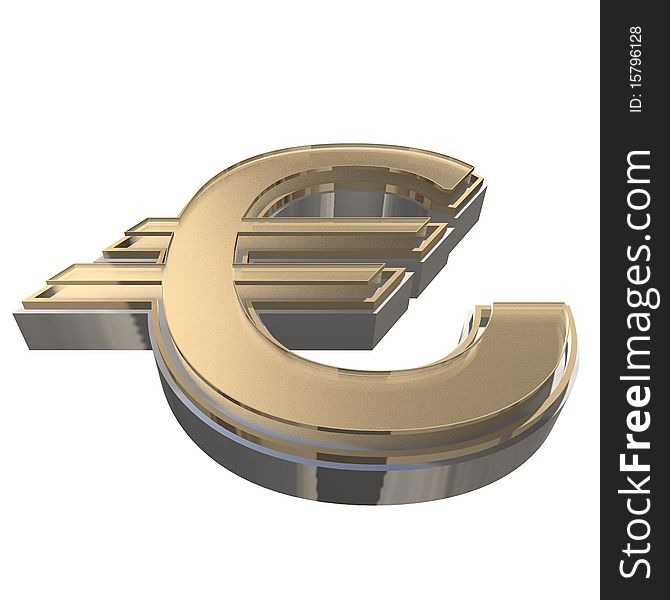 Golden EURO Isolated On A White