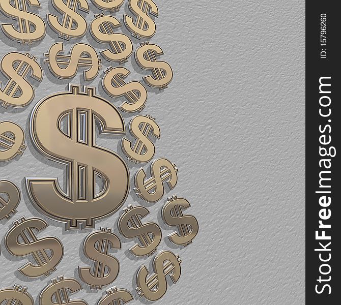 3d dollars on a grey background