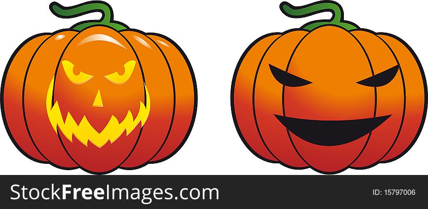 A cheerfull halloween pumpkin isolated on white bacground