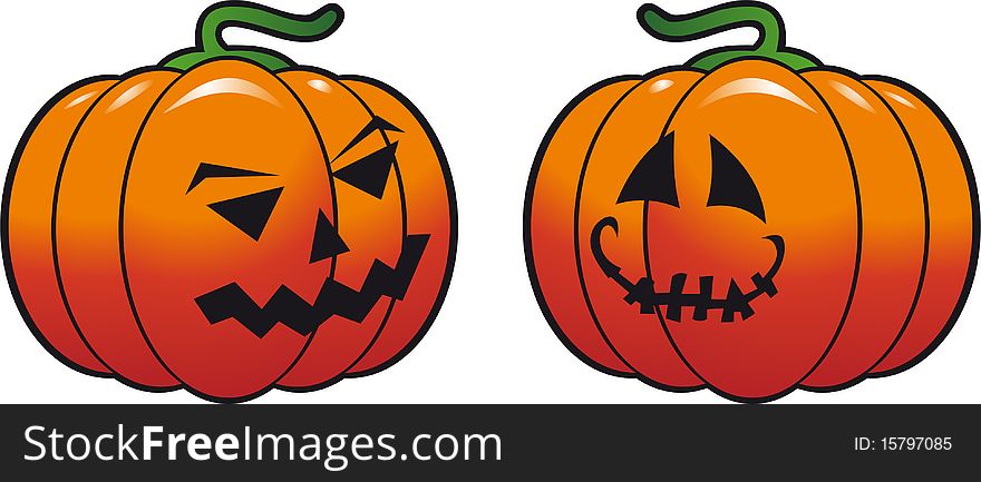 A cheerfull halloween pumpkin isolated on white bacground