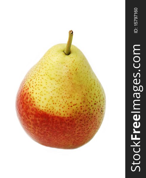 Single ripe pear isolated on white background