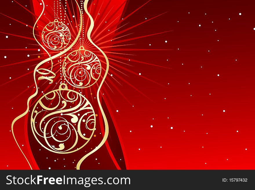 Horizontal christmas illustration in red. Horizontal christmas illustration in red
