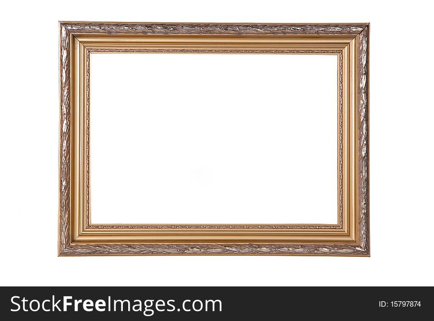 Gold antique frame isolated on white background