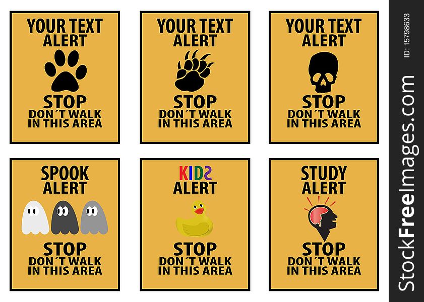 Set of  alert signs, put your own text on them