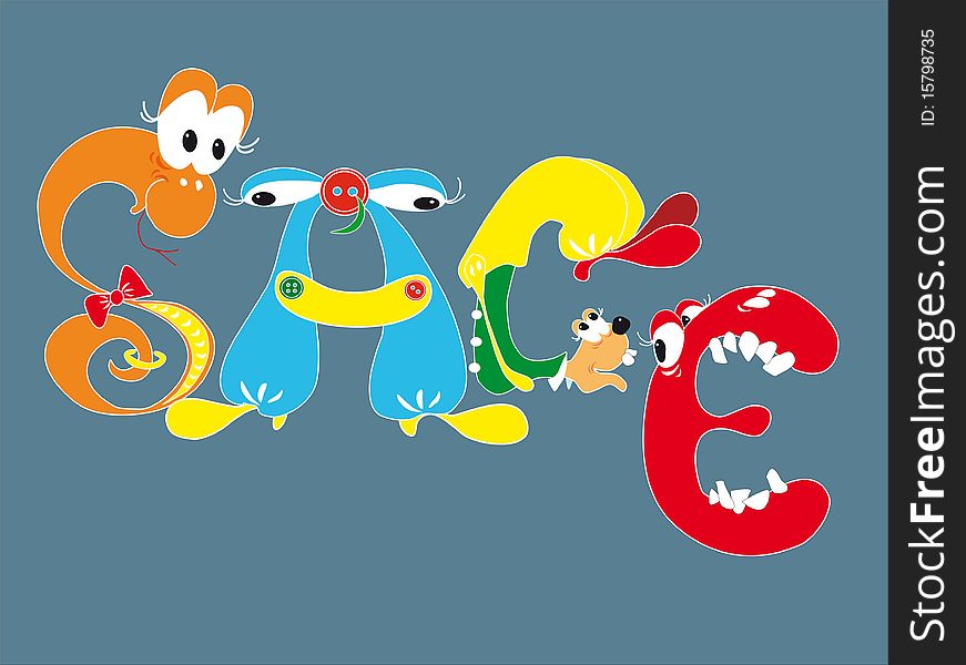 Sale, the four letters, the word of four letters, colored slop, gay snake, funny cartoons, funny, action figures, cartoon funny, red mouth, big teeth, colored buttons, yellow and blue trousers, beautiful eyes