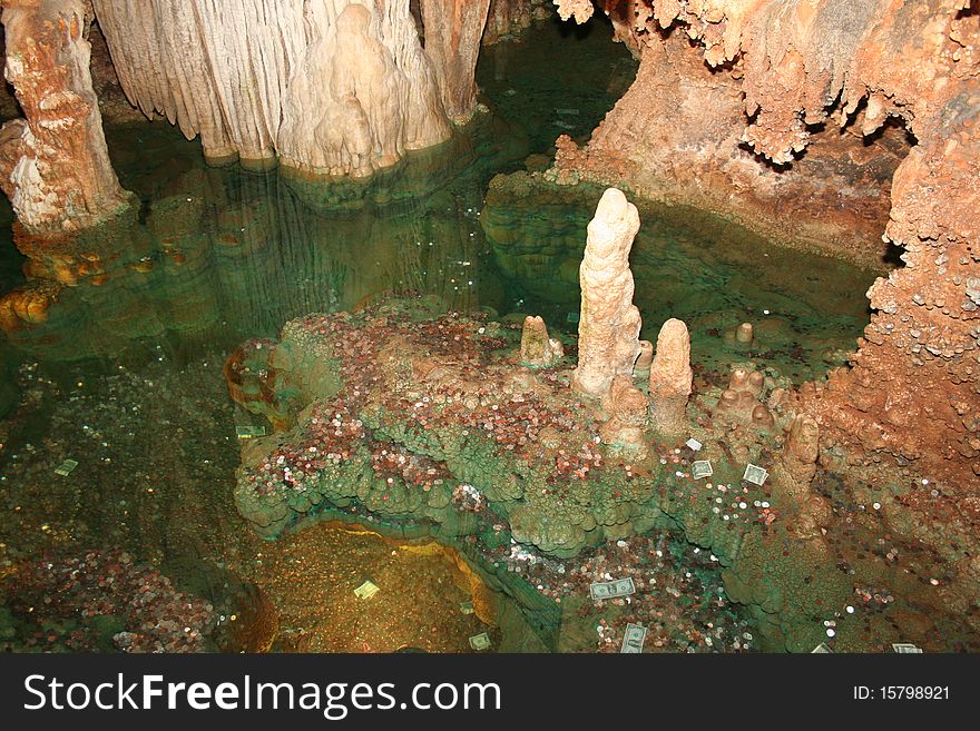 View of wishing well in Luray Caverns, Virginia