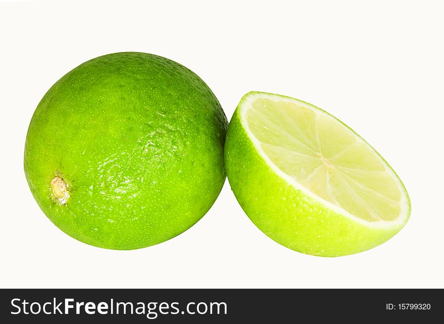 Lime and half isolated on a white background