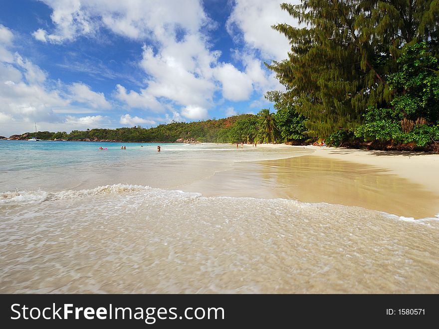 Beach at Anse Lazio, Praslin, Seychelles. Beach at Anse Lazio, Praslin, Seychelles