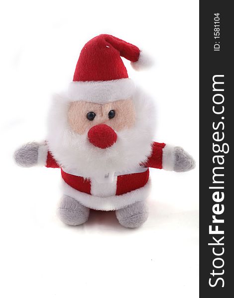 Cute Santa Claus Doll for Christmas decoration over white background