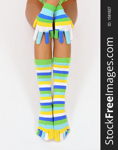 Socks and gloves on multi color. Socks and gloves on multi color