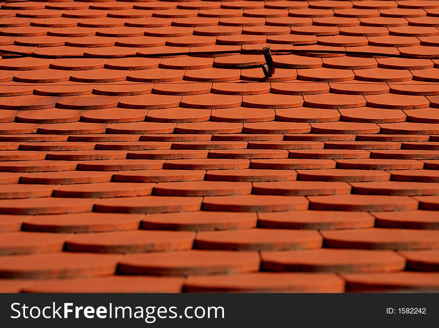 Abstract backround red roof of an old house