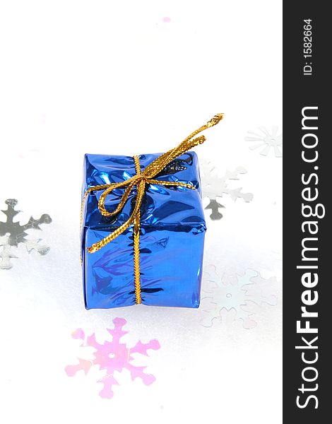 Blue Gift Box Christmas Ornament