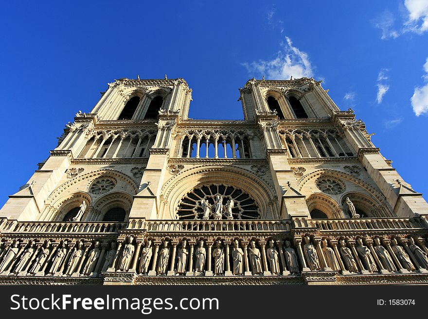 The Cathedral Notre Dame in sunny weather, Paris, France
