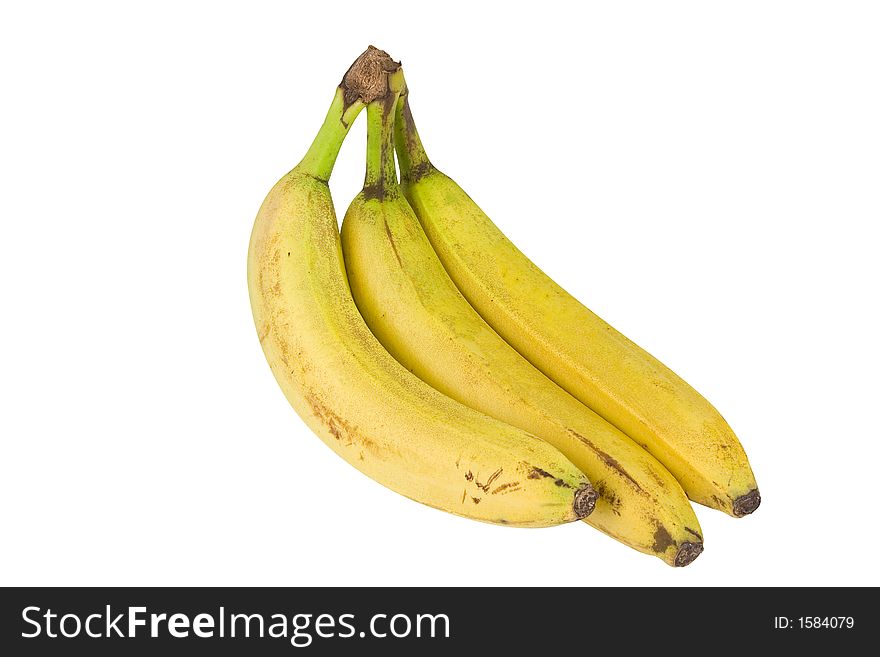 Three fresh bananas  isolated on a white background. Three fresh bananas  isolated on a white background