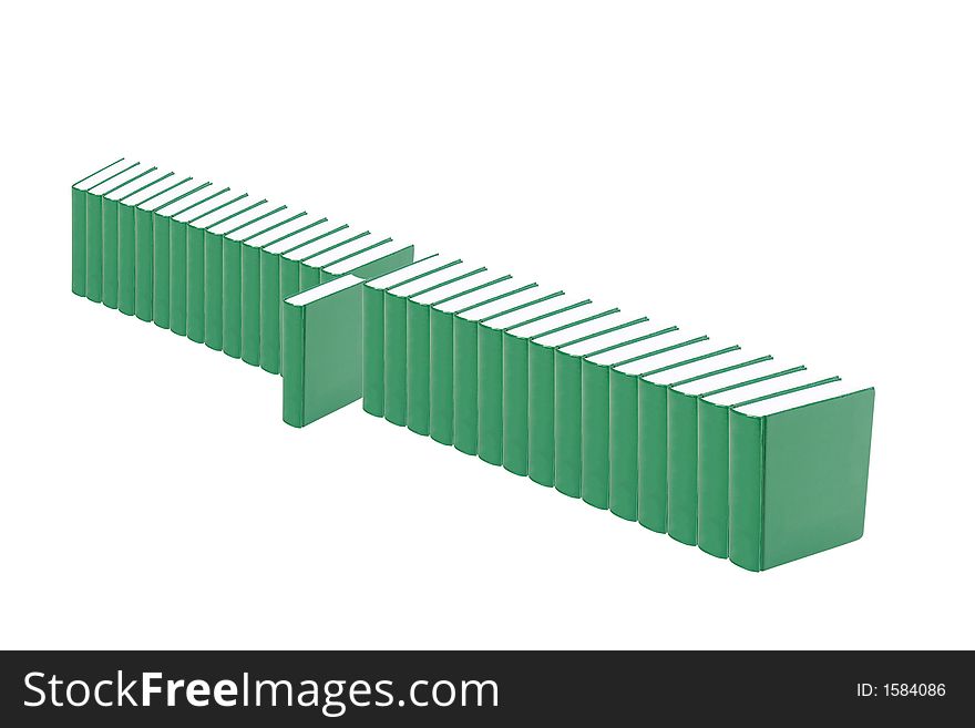 Hardcover green books isolated on a white background