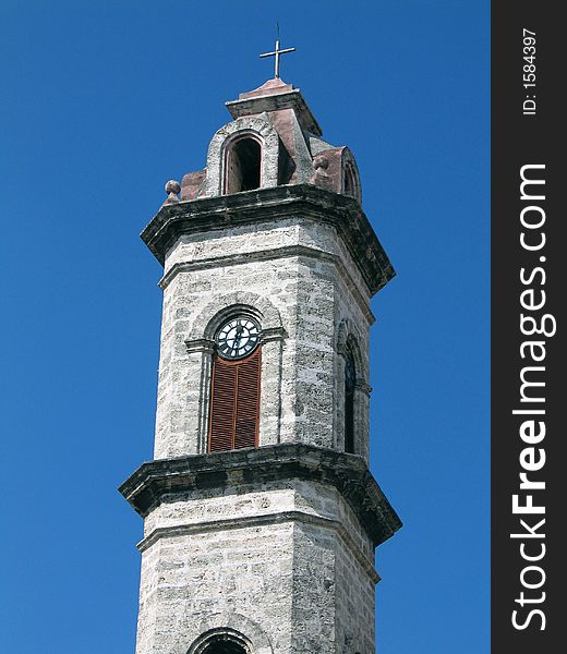 Detail from the tower of the Old Havana Cathedral. Detail from the tower of the Old Havana Cathedral