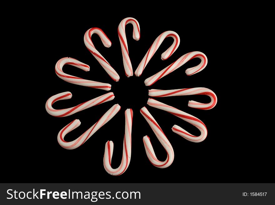 Candy canes arranged in a circle. Candy canes arranged in a circle