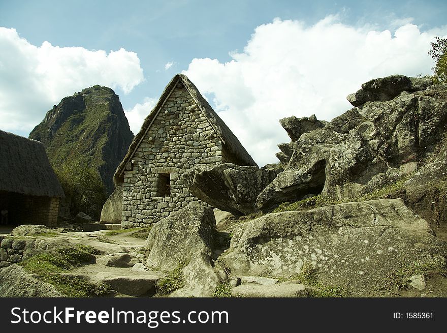 Building in Machu-Picchu city and stone street. Building in Machu-Picchu city and stone street