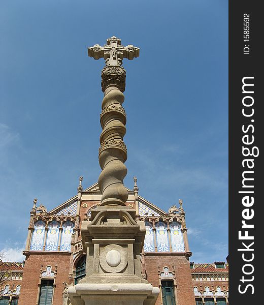 Sculpture of cross at a church in Spain. Sculpture of cross at a church in Spain