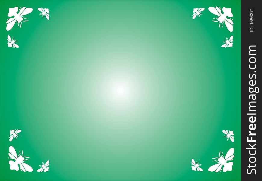 Green background with white fly frame. Green background with white fly frame