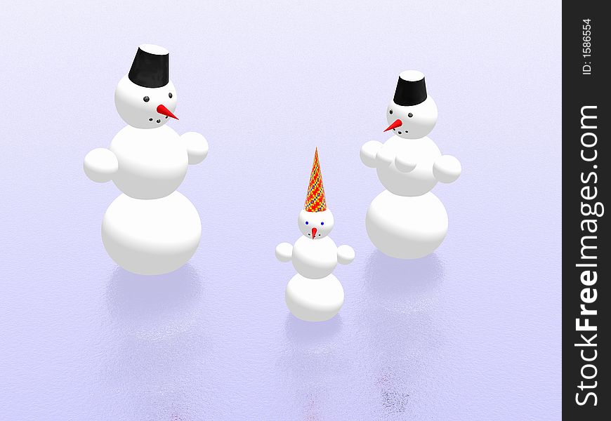 Snowman, Snowwoman And Snowbaby