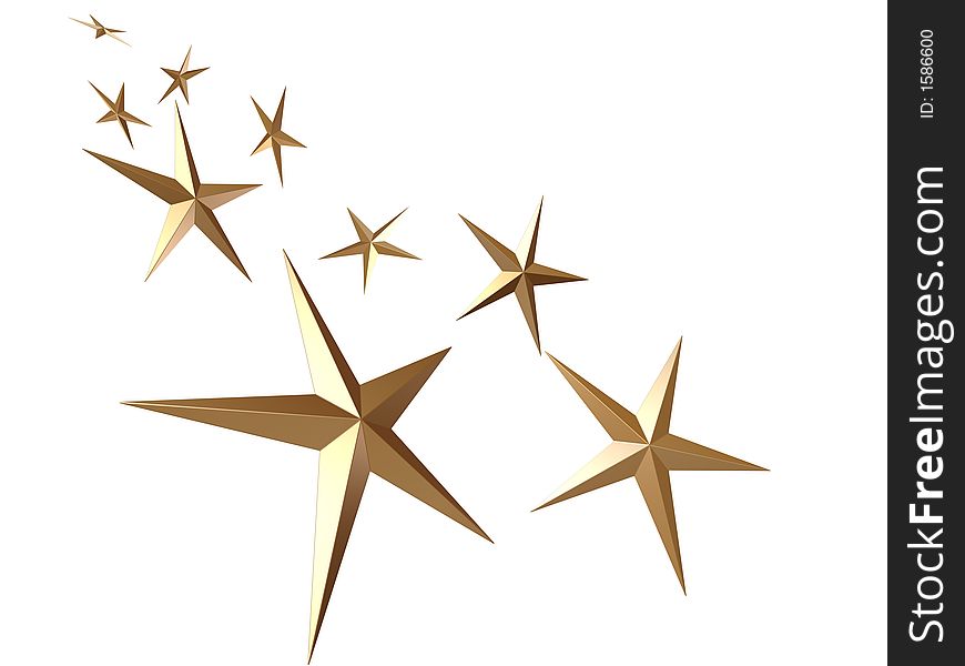 3d rendered golden stars illustration