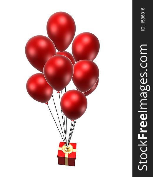 3d rendered present and balloon illustration