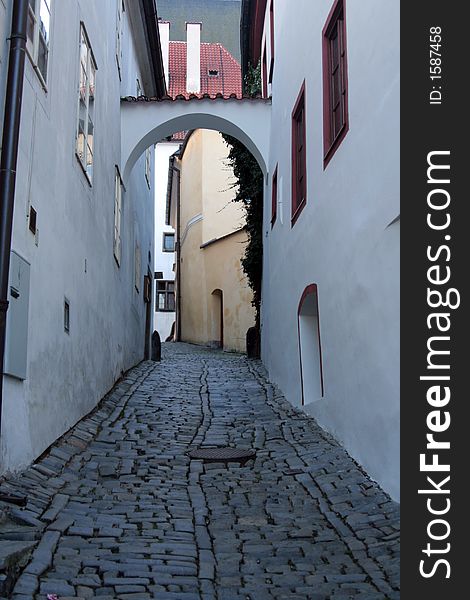 Historical street in the city centre of Cesky Krumlov