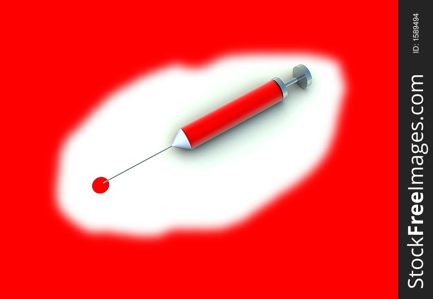 A syringe which is full of red blood. A syringe which is full of red blood.