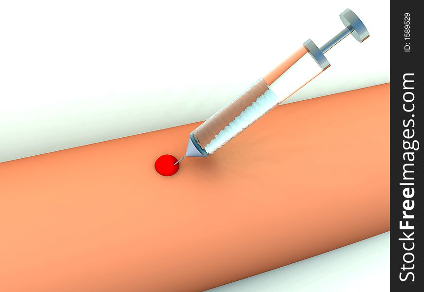 A syringe which is full of some form of drug. A syringe which is full of some form of drug.