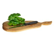 Cutting Board With Sliced Green Bell Pepper Royalty Free Stock Image