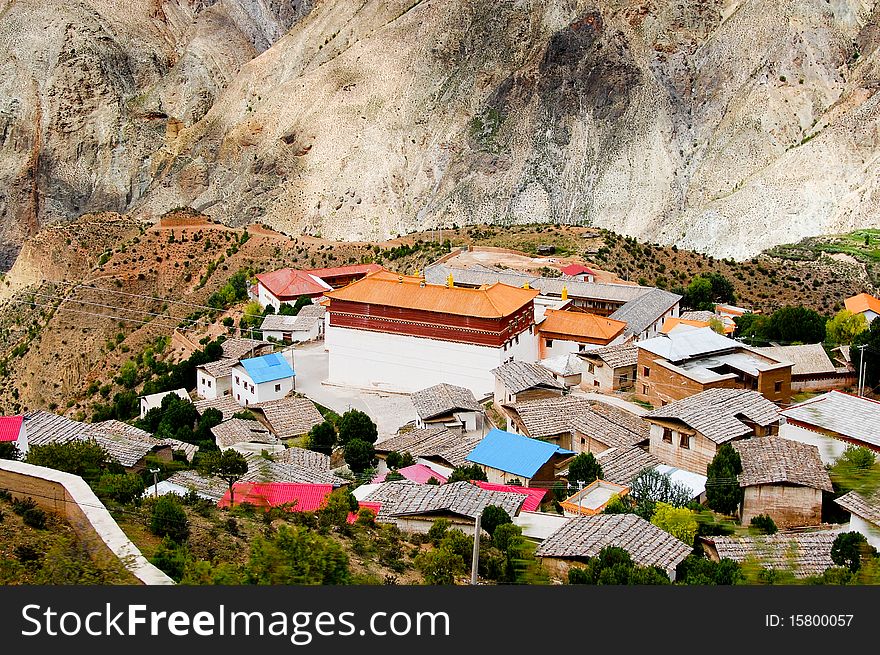 A Tibetan village in the Himalaya