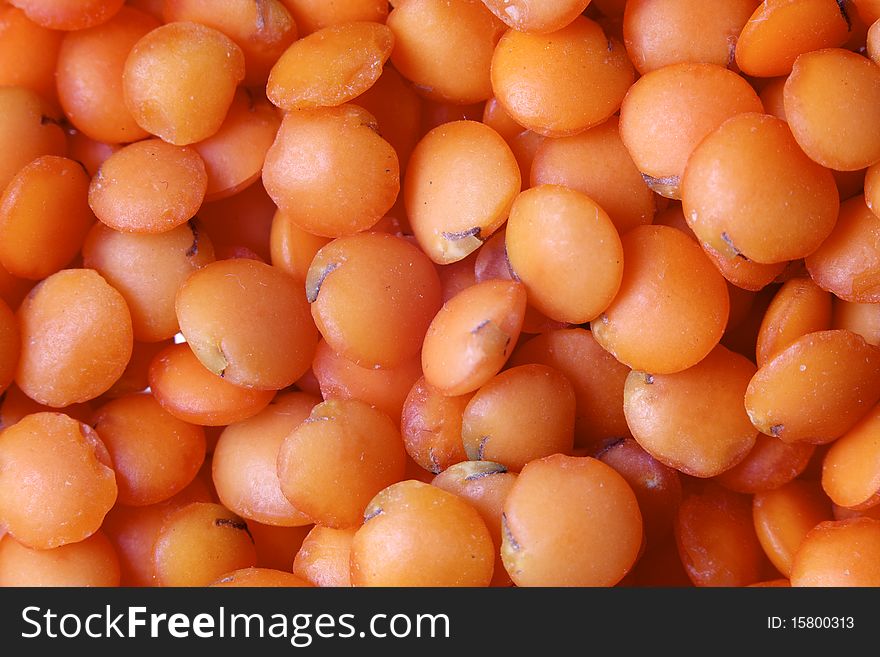 Macro of orange lentil (masoor dal)