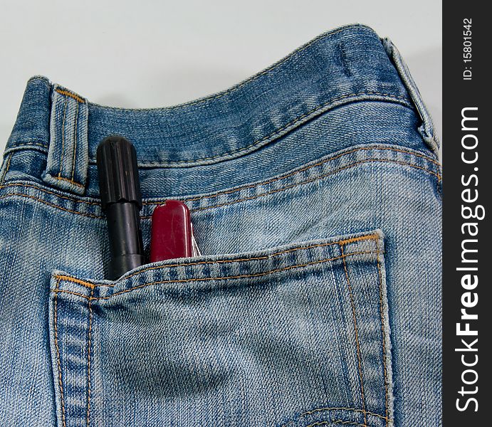 Blue jeans with Screwdriver and Penknife