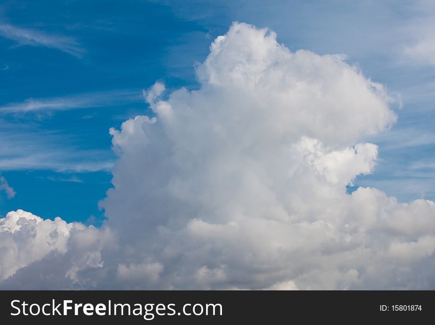 White fluffy clouds in the blue sky