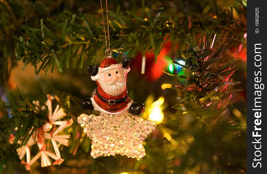 Christmas, fur-tree, ornament a star with Santа. Christmas, fur-tree, ornament a star with Santа.