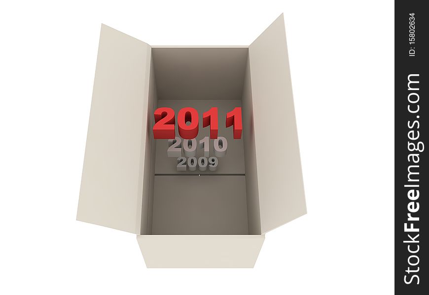 The numbers of the new year in a Box. The numbers of the new year in a Box