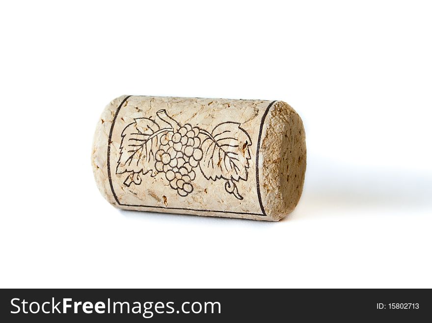 Wine cork isolated on white background