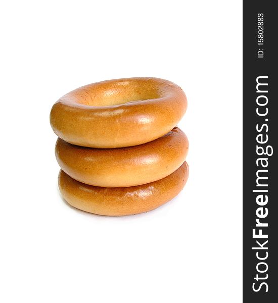 Fresh bagels, placed on each other, are shown in the picture. Fresh bagels, placed on each other, are shown in the picture.
