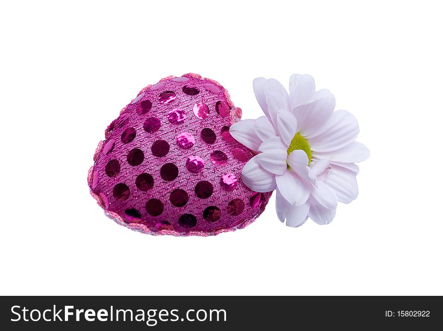 Heart with a flower on a white background.