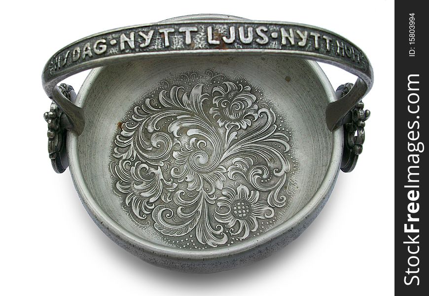 Silver old souvenir on white background