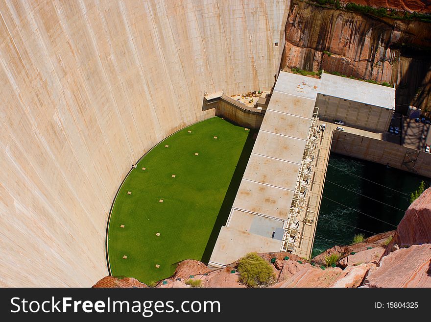 A view looking down at Glen Canyon Dam.