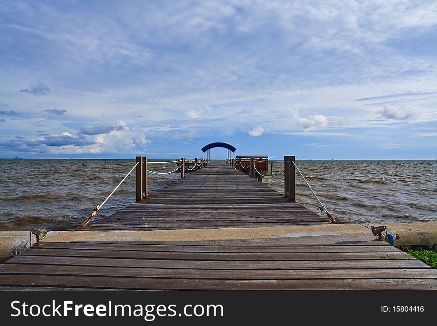 Wooden jetty in the sea at Bangpu