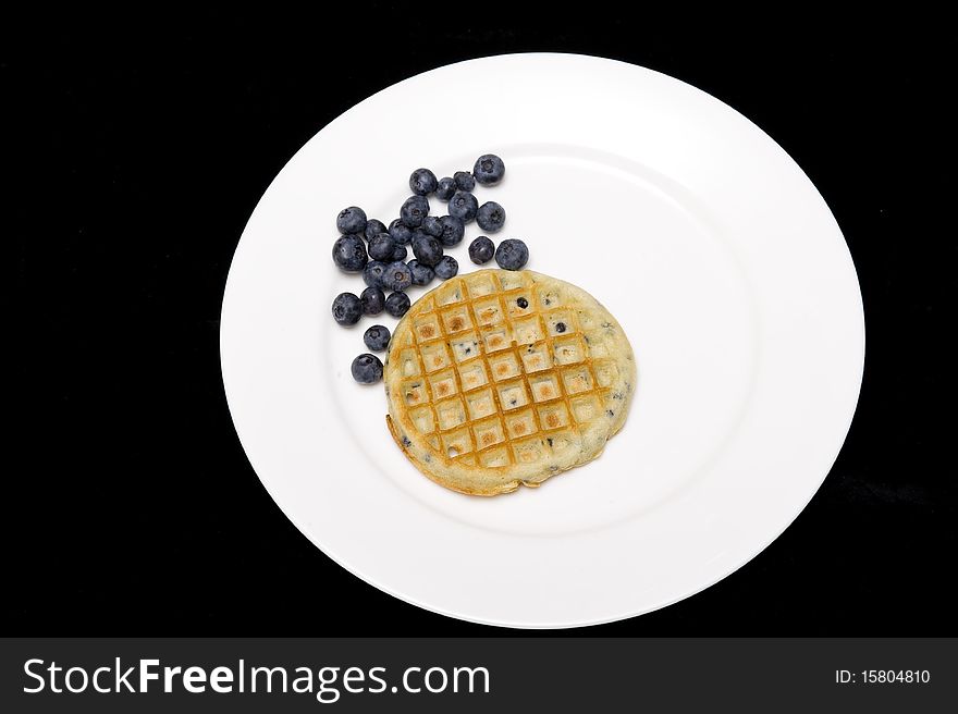 Waffle with sweet fresh blueberries. Waffle with sweet fresh blueberries