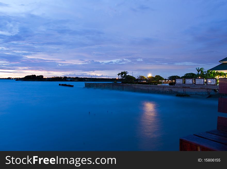 Smooth wave of sea in twilight time. Smooth wave of sea in twilight time